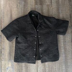 Black Quilted Short Sleeve Shirt
